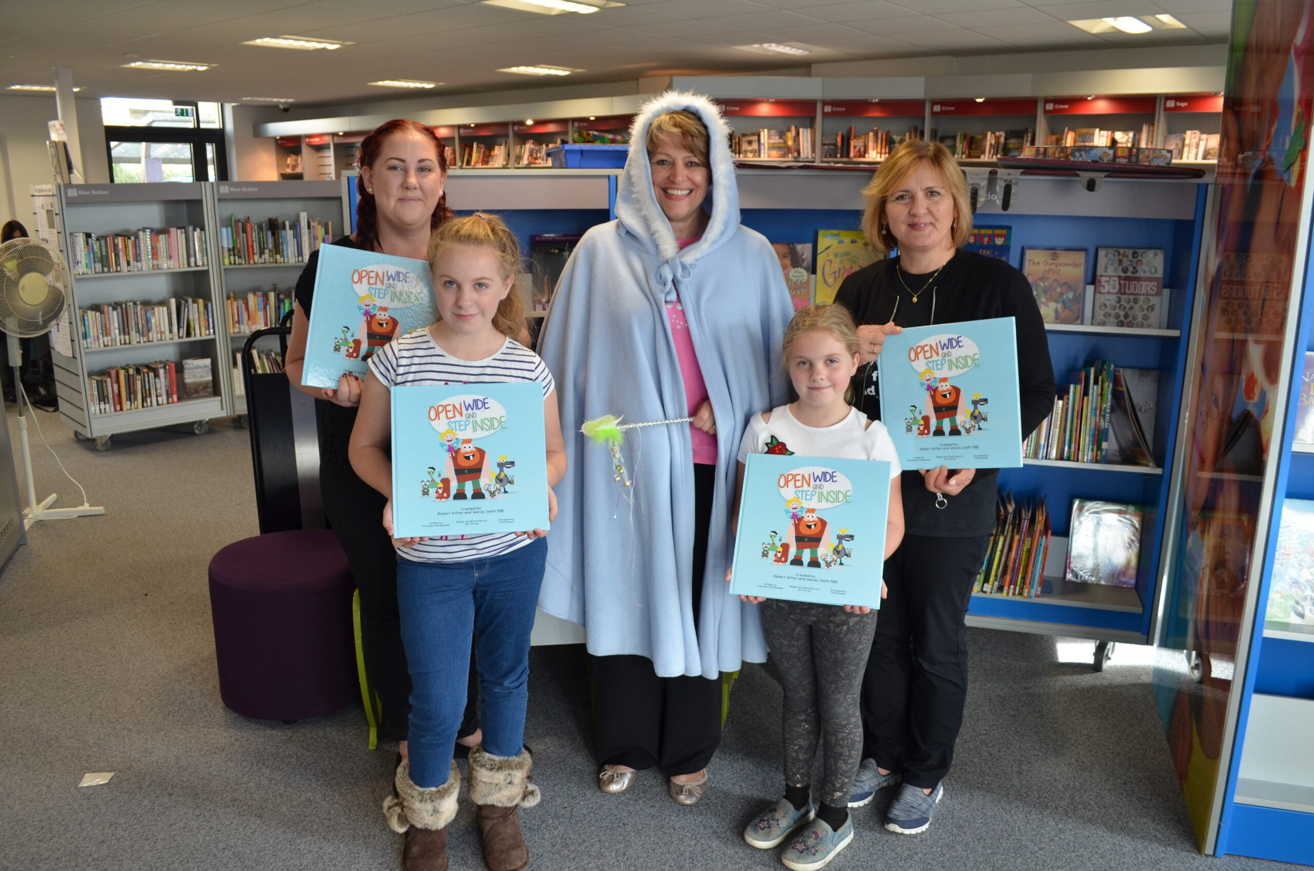 Fenella the Fairy Tooth Godmother with staff and visitors to The Beacon Library